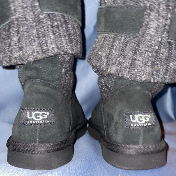 UGG Black Waterproof CAMBRIDGE Suede & Knit Boot S/N 1003175, Women Size 7 - Picture 5 of 16